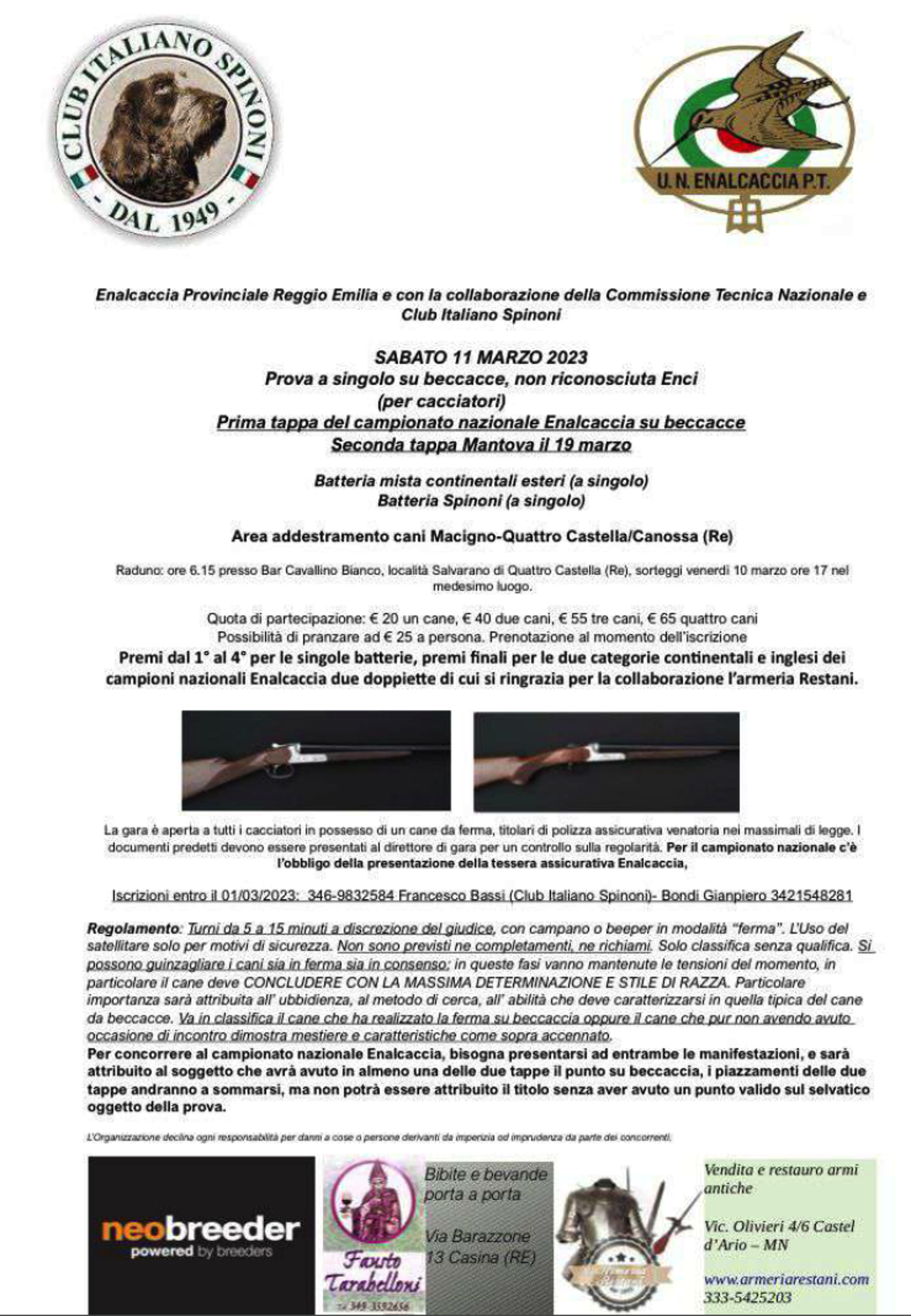 Reggio Emilia Beccaccia Continentali prima prova - (11/3/2023)